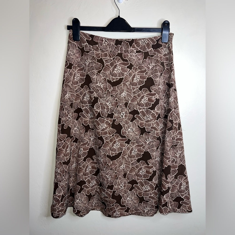 Sag Harbor Brown Floral A-Line‎ Skirt